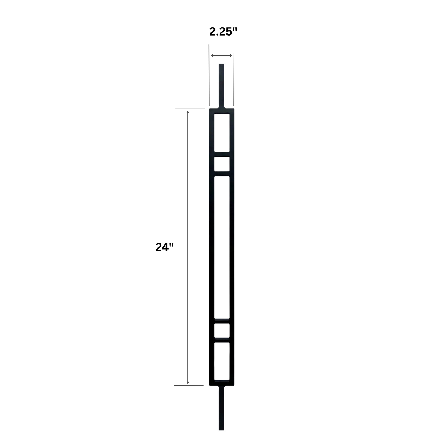 4 Line Rectangle 1/2" Hollow Metal Insert Square Shaft Baluster