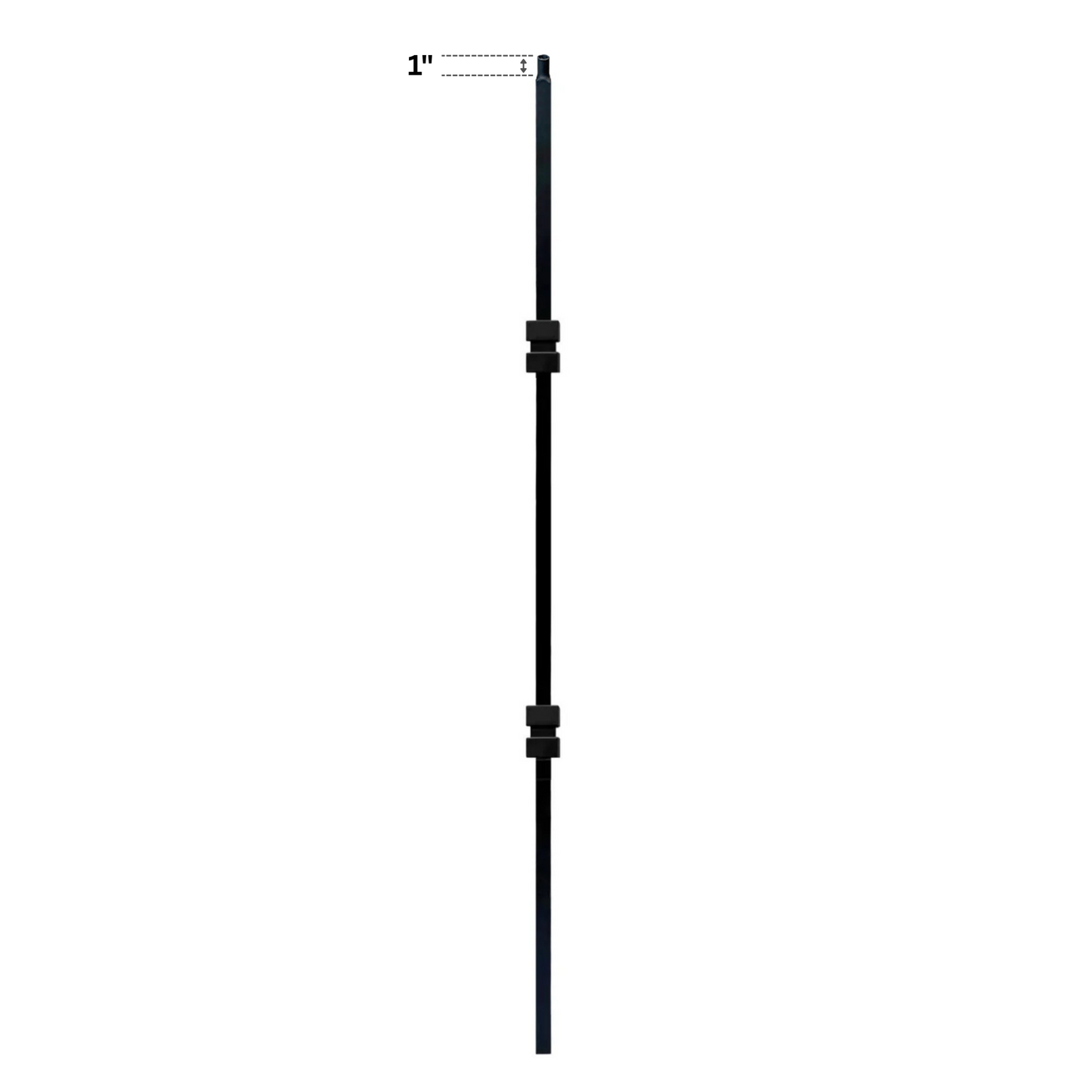 Balustre à tige carrée creuse de 1/2 po à double collier carré