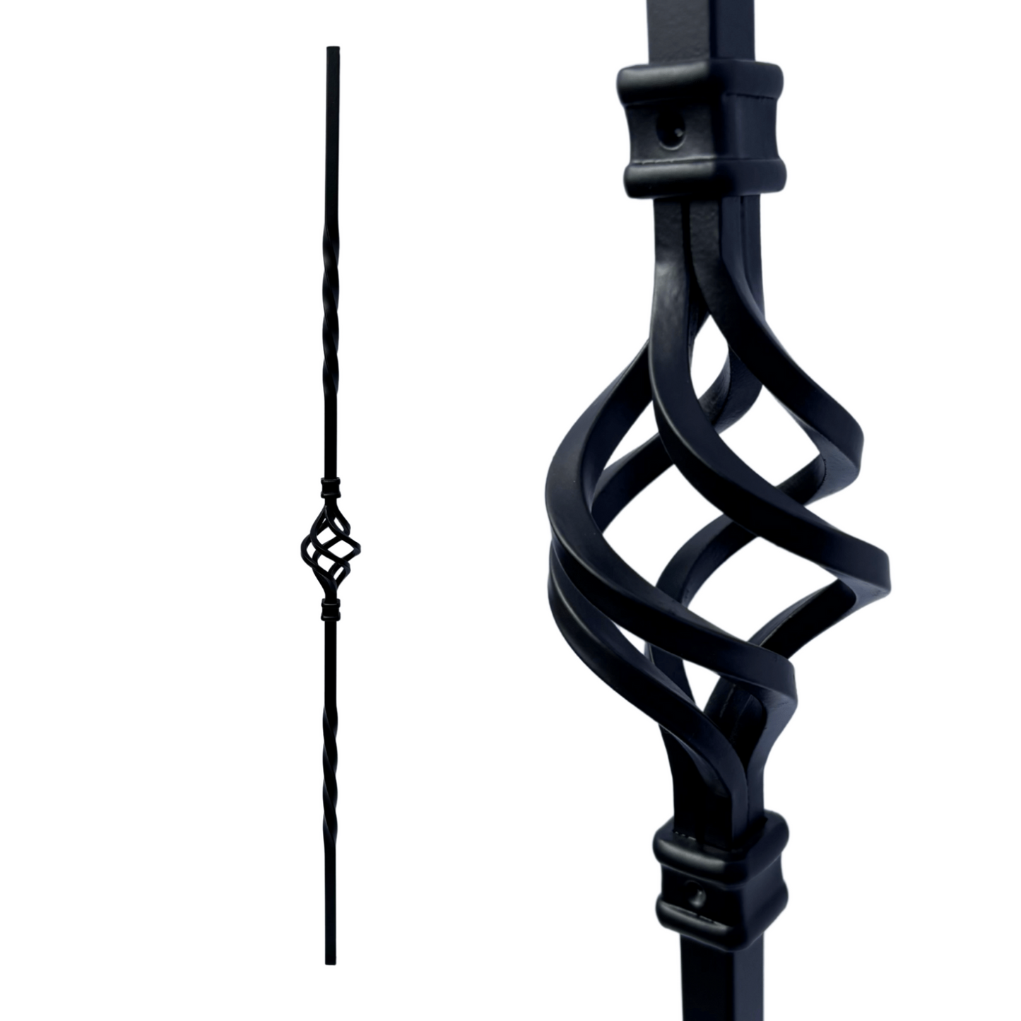 Balustre à tige carrée pleine de 1/2 po avec panier simple torsadé