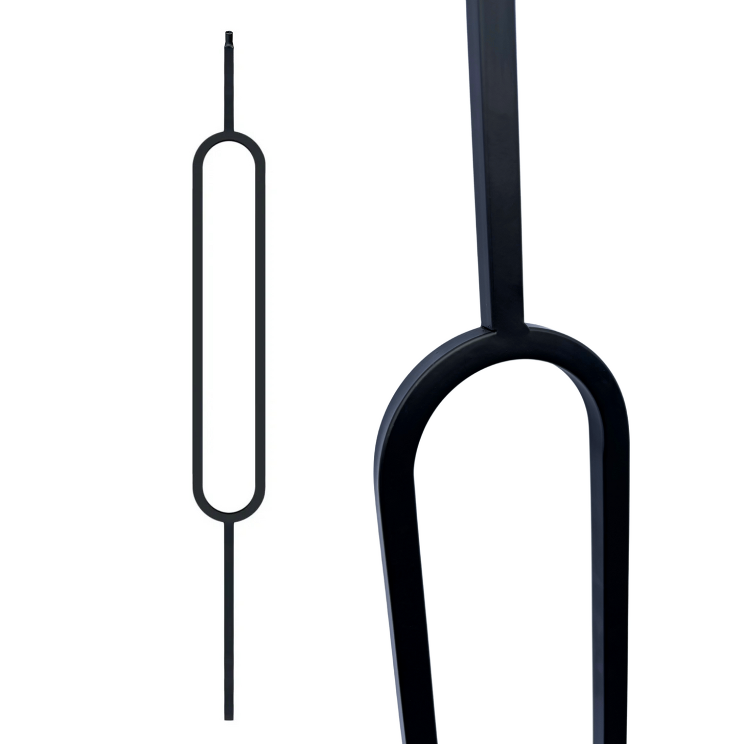 Balustre ovale à tige carrée creuse de 1/2 po avec tige supérieure à goupille