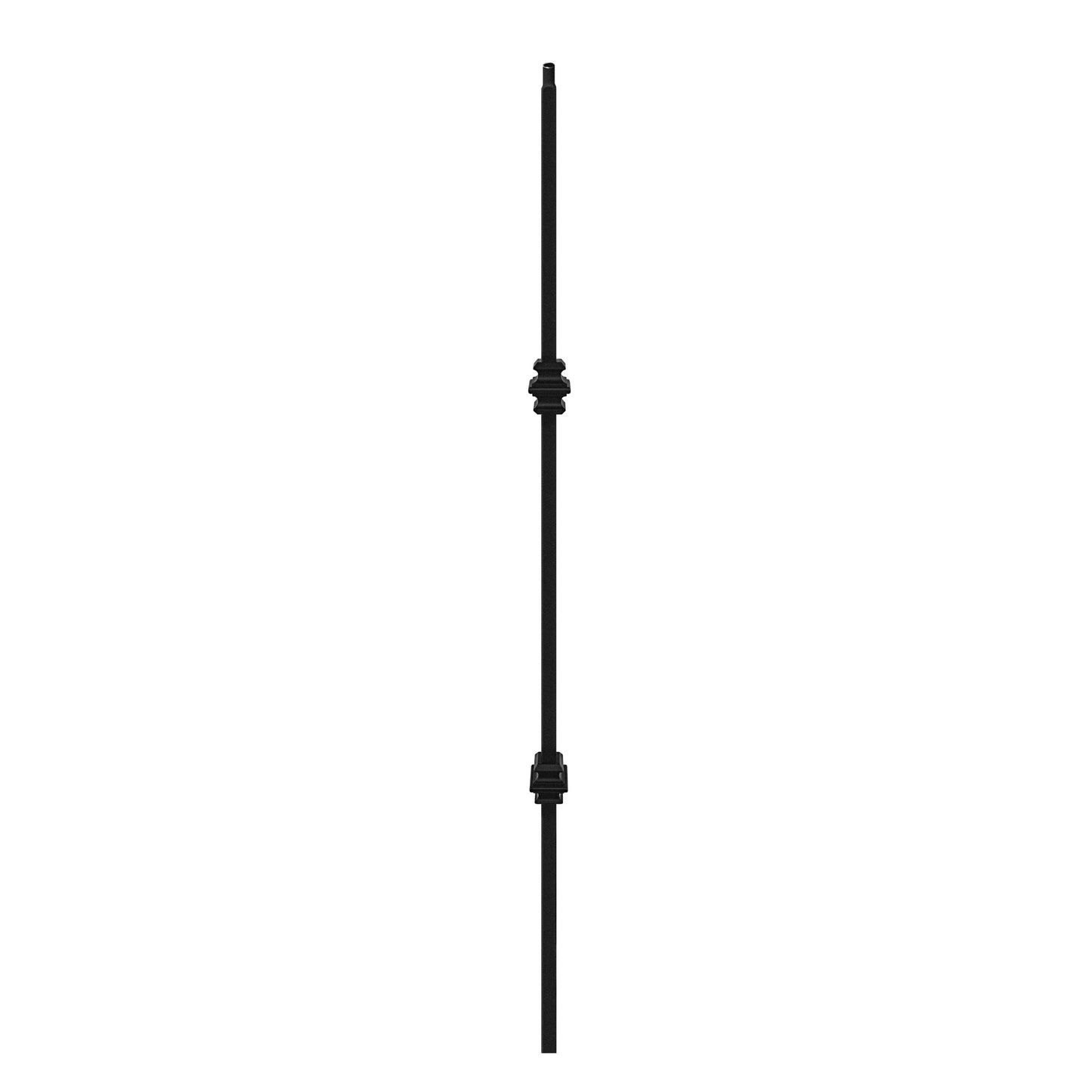 Double Collar 1/2" Hollow Square Shaft Pin Top Baluster (Textured Black) Mister Baluster