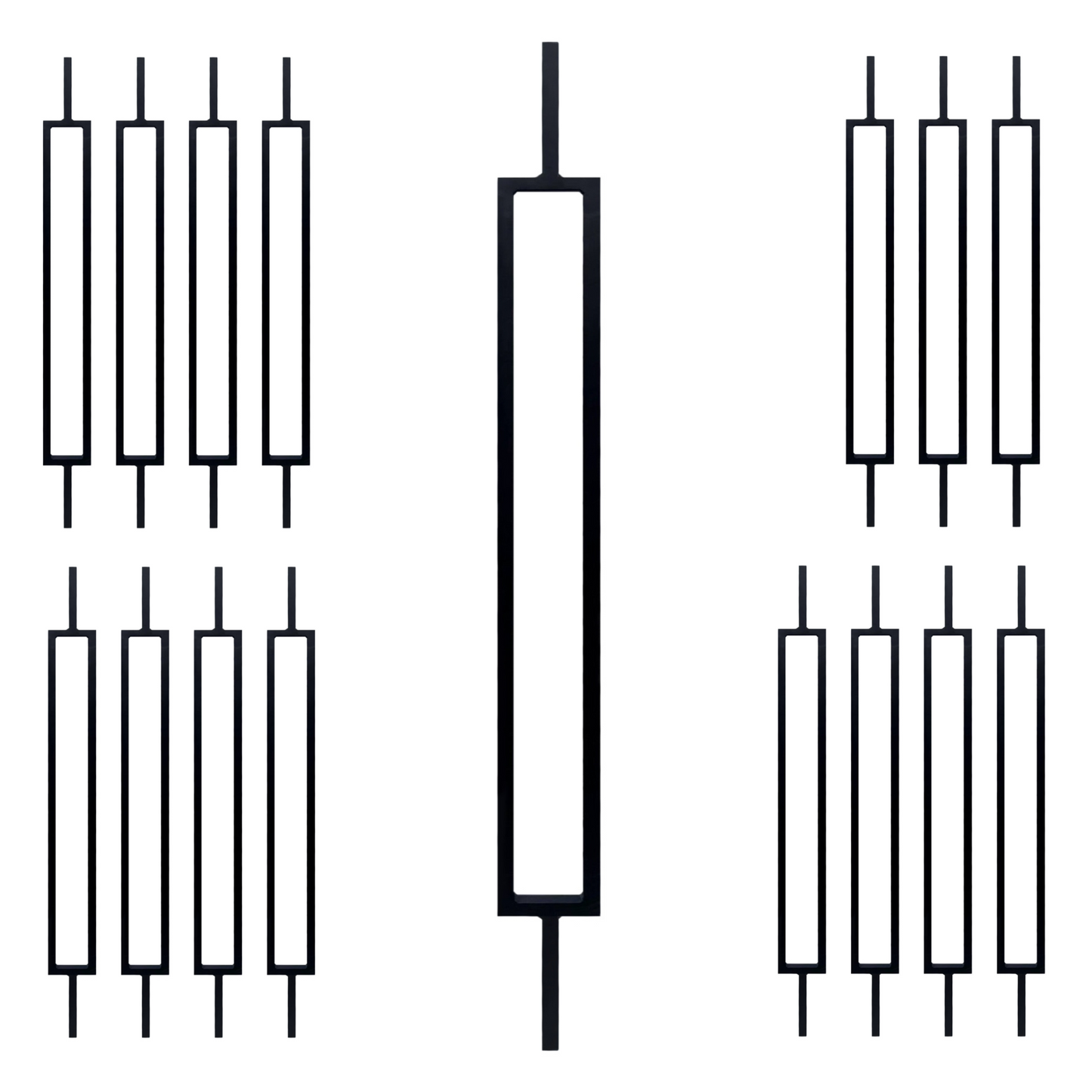 16 Pack Rectangle 1/2" Hollow Square Shaft Pin Top Baluster