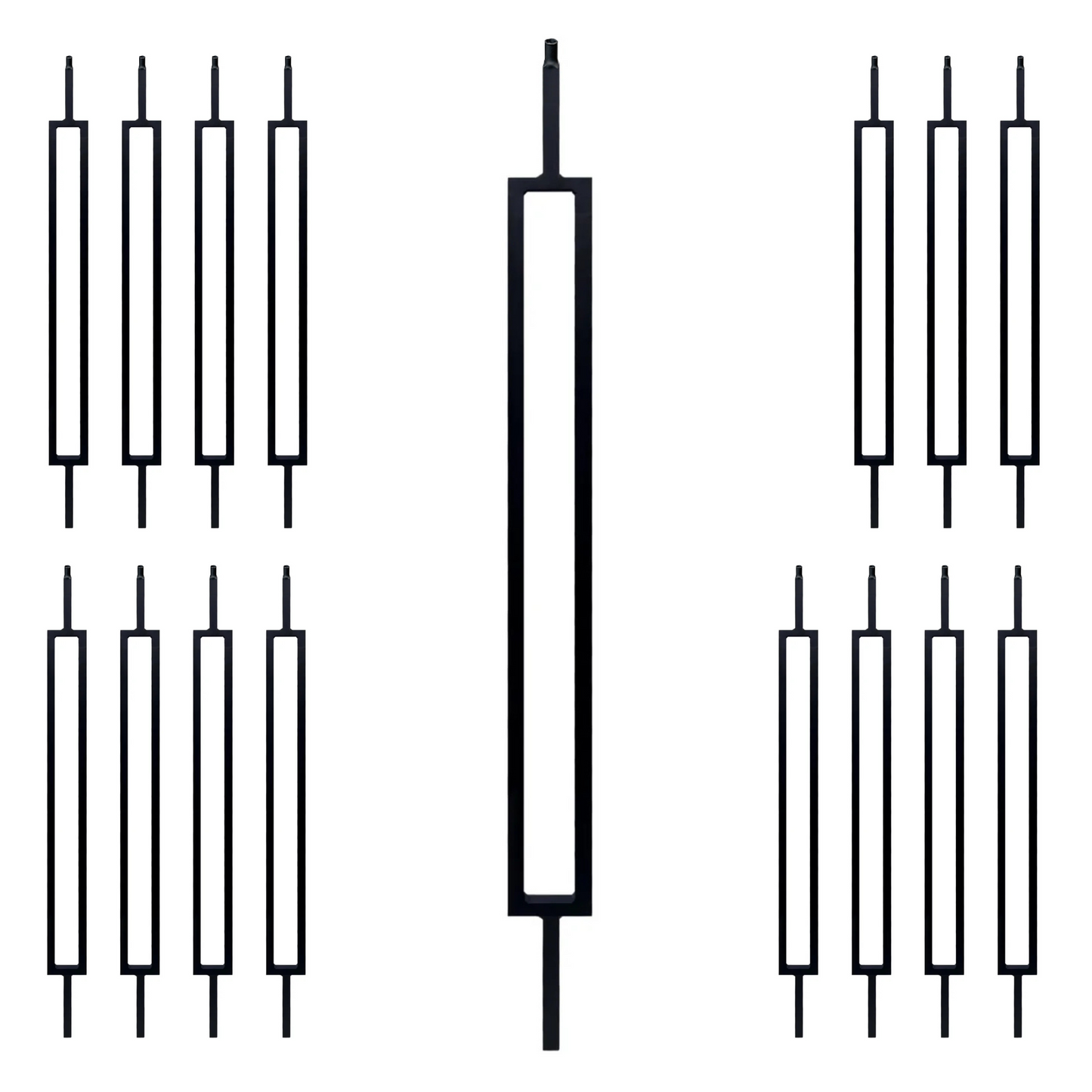 16 Pack Rectangle 1/2" Hollow Square Shaft Pin Top Baluster