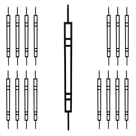16 Pack 4 Line Rectangle 1/2" Hollow Square Shaft Pin Top Baluster