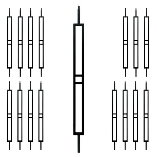 16 Pack 2 Line Rectangle 1/2" Hollow Square Shaft Pin Top Baluster