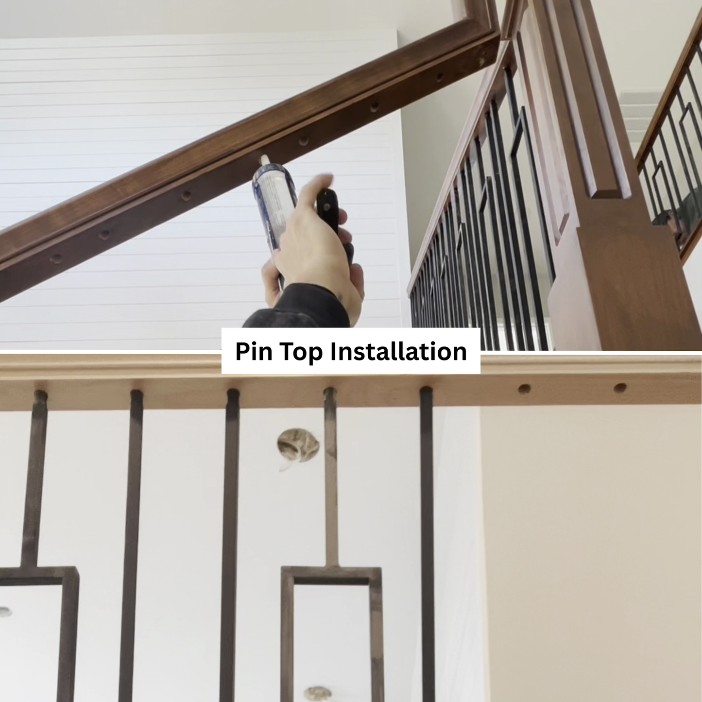 Single Square Collar 1/2" Hollow Square Shaft Pin Top Baluster