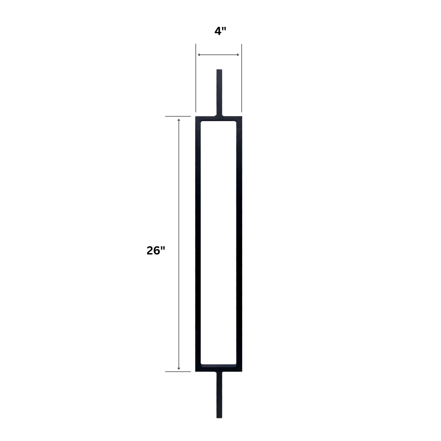 Balustre rectangulaire extra-large à fût carré massif de 1/2 po