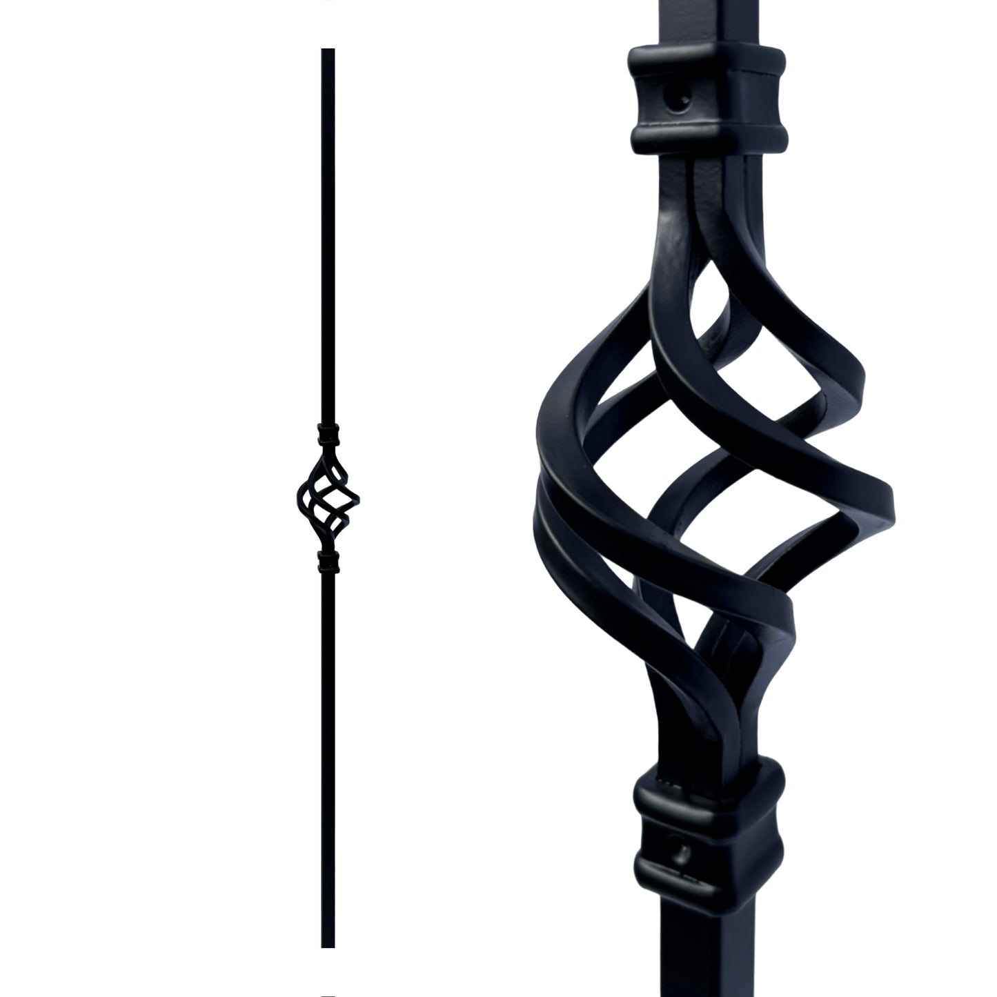 Balustre à tige carrée solide de 1/2 po à panier simple 