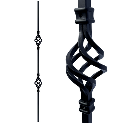 Balustre à double panier de 1/2 po à fût carré massif 