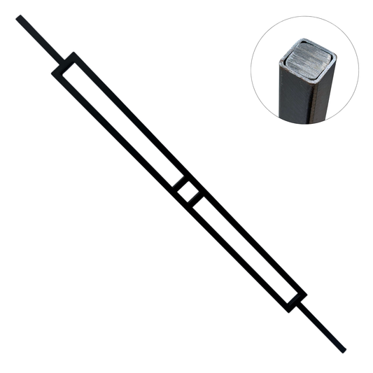 2 Line Rectangle 1/2" Hollow Metal Insert Square Shaft Baluster