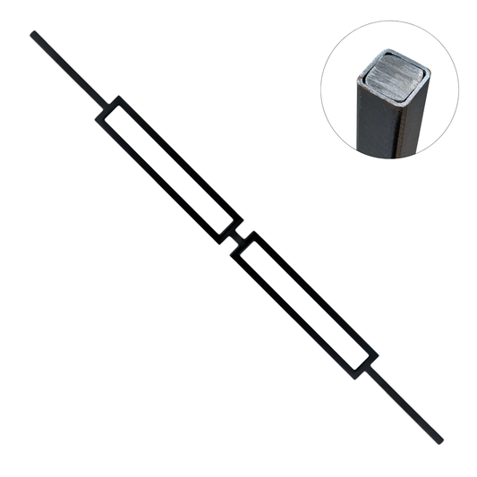 Double Rectangle 1/2" Hollow Metal Insert Square Shaft Baluster
