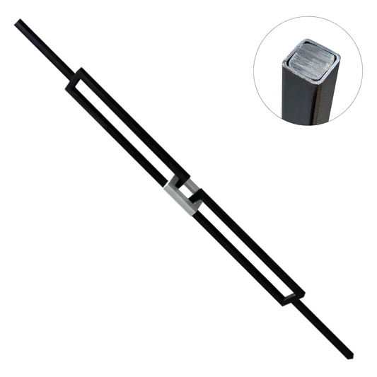 Double Rectangle Silver Link 1/2" Hollow Metal Insert Square Shaft Baluster