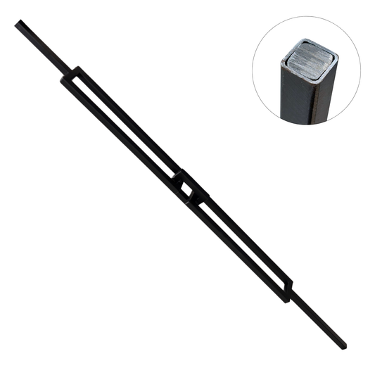 Double Rectangle Black Link 1/2" Hollow Metal Insert Square Shaft Baluster
