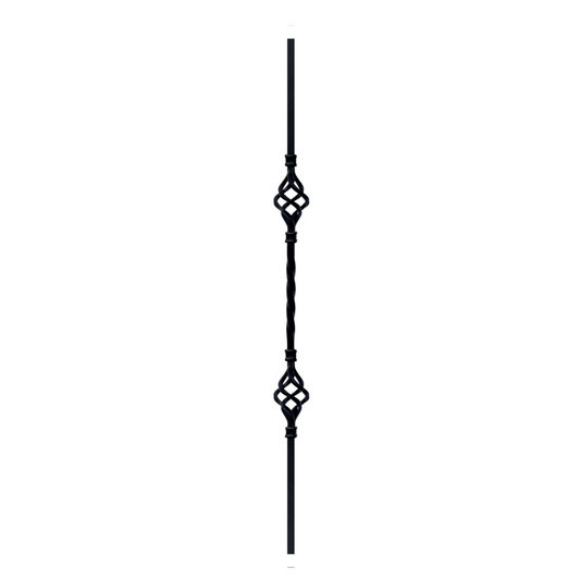 Double Basket with Twist 1/2" Solid Square Shaft Baluster