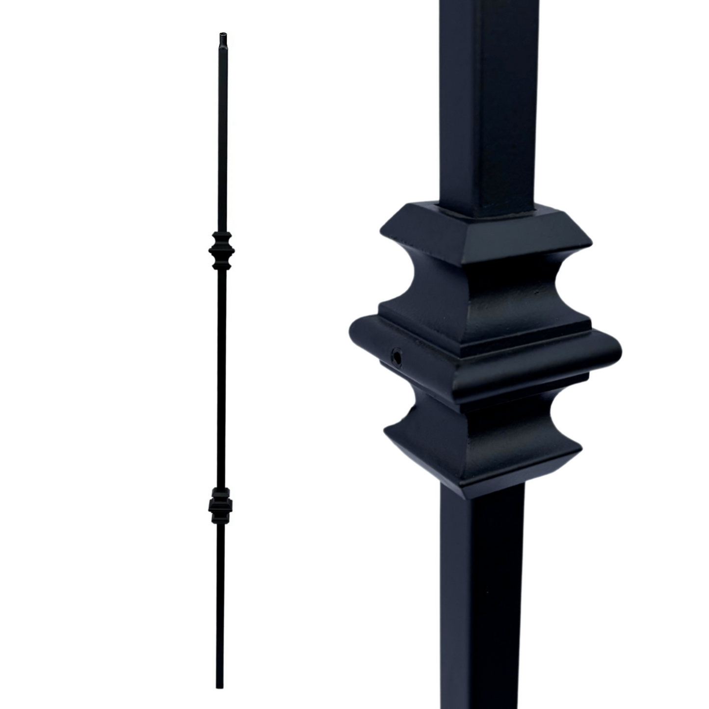 Balustre supérieur à tige carrée creuse à double collier de 1/2 po 