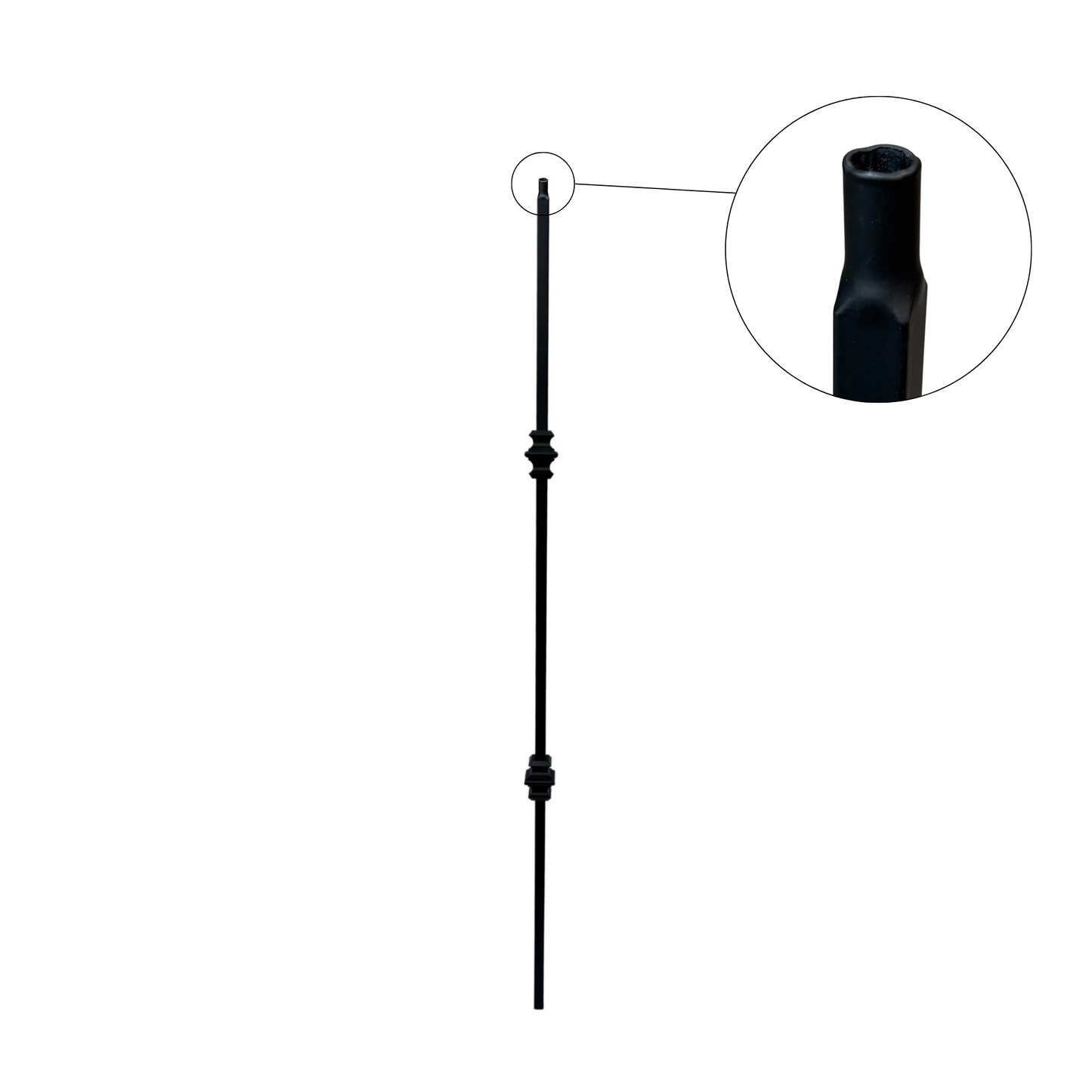 Balustre supérieur à tige carrée creuse à double collier de 1/2 po 