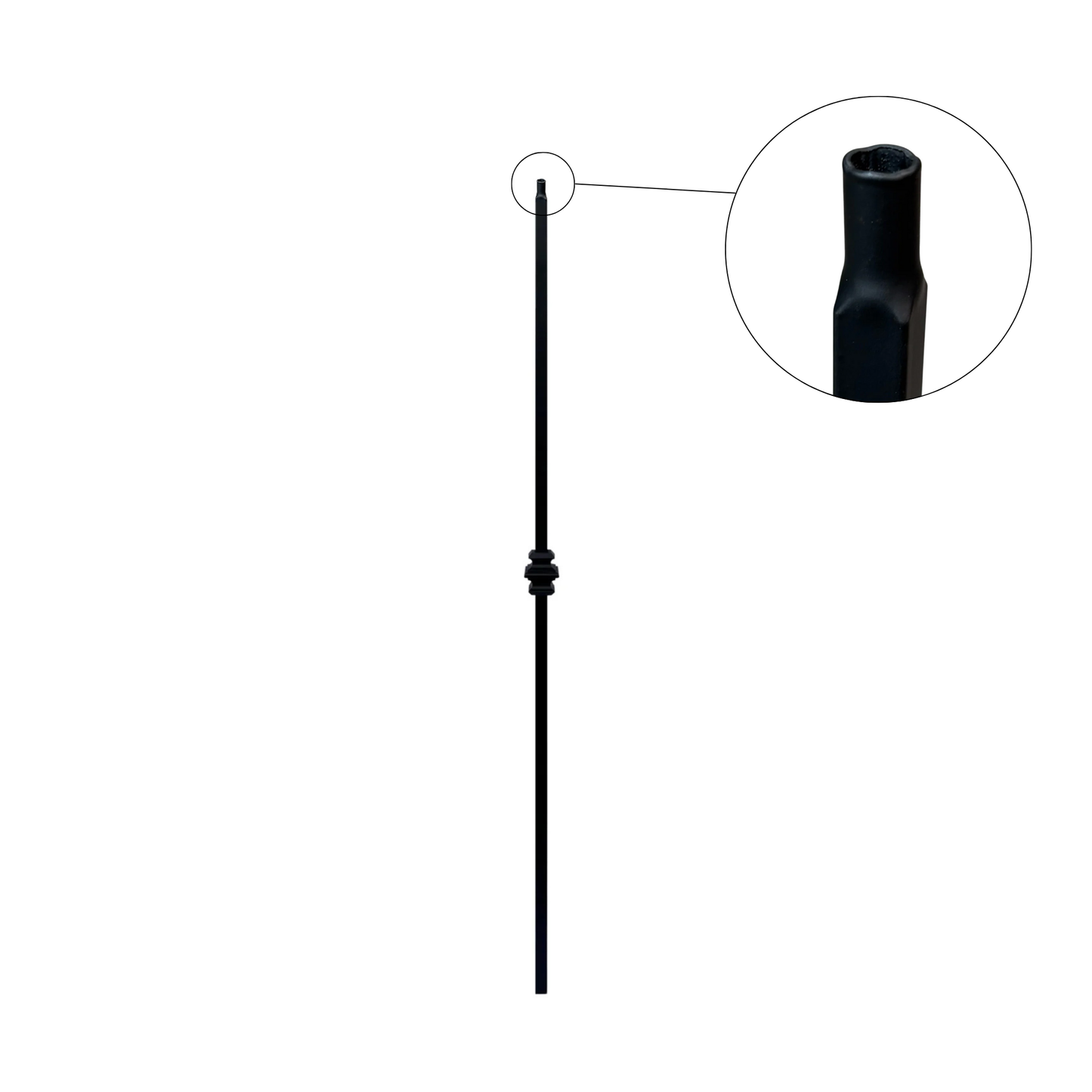Balustre supérieur à tige carrée creuse de 1/2 po à collier simple 