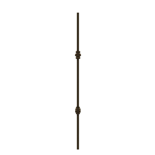 Double Collar 1/2" Hollow Metal Insert Square Shaft Baluster (Burnt Penny) Mister Baluster