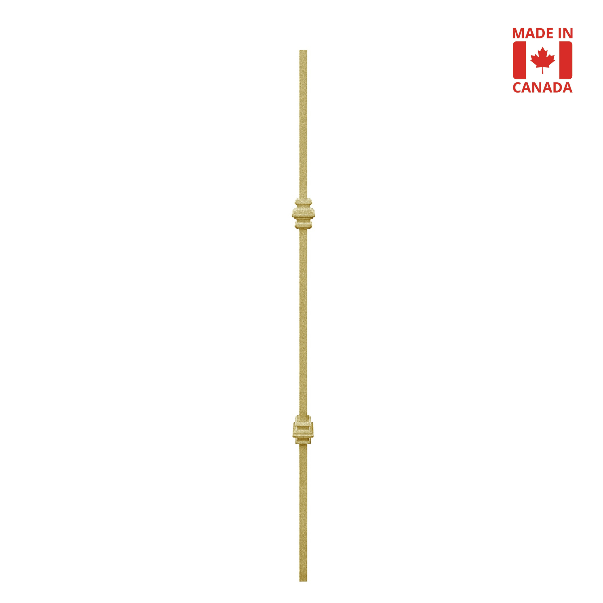 Double Collar 1/2" Solid Square Shaft Baluster (Brass Gold) Mister Baluster