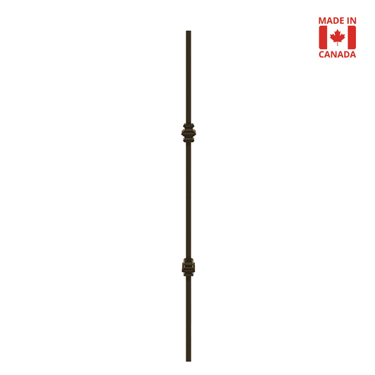 Double Collar 1/2" Solid Square Shaft Baluster (Burnt Penny) Mister Baluster