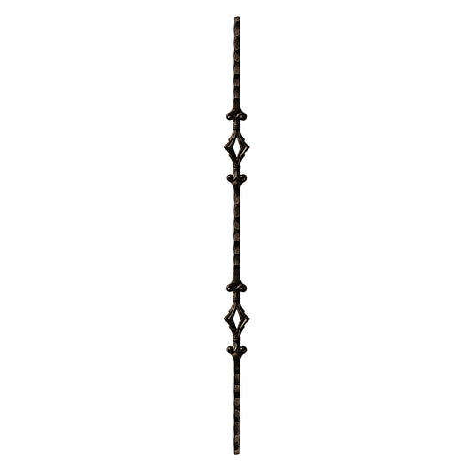 Double Diamond Hammer 1/2" Solid Square Shaft Baluster (Burnt Penny) Mister Baluster