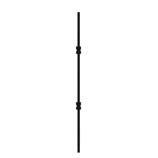 Double Square Collar 1/2" Hollow Metal Insert Square Shaft Baluster (Textured Black) Mister Baluster