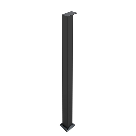 Plain 2" Square Shaft Steel Newel Post With Welded Base (Top and Bottom)
