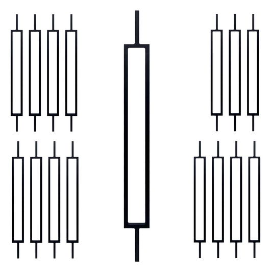 16 Pack Rectangle 1/2" Hollow Square Shaft Pin Top Baluster