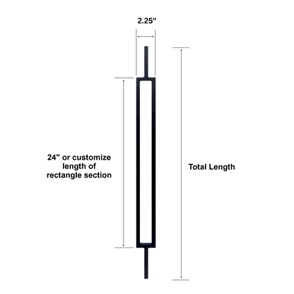 Balustre rectangulaire à tige carrée pleine de 1/2 po (largeur de 2,25 po)