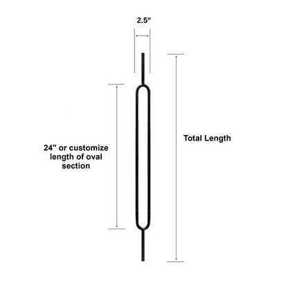 Balustre ovale à fût rond plein de 1/2 po (largeur de 2,5 po)