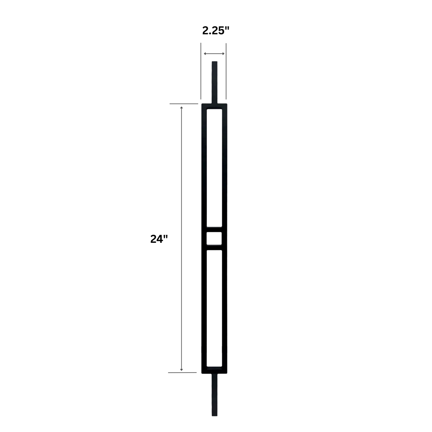 Balustre à tige carrée et insert métallique creux de 1/2 po à 2 lignes rectangulaires 