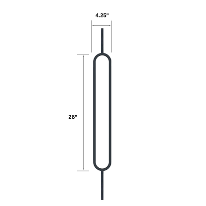 Grand balustre ovale à fût carré massif de 1/2 po 