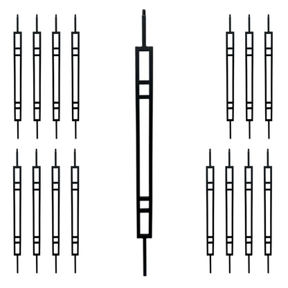 16 Pack 4 Line Rectangle 1/2" Hollow Square Shaft Pin Top Baluster