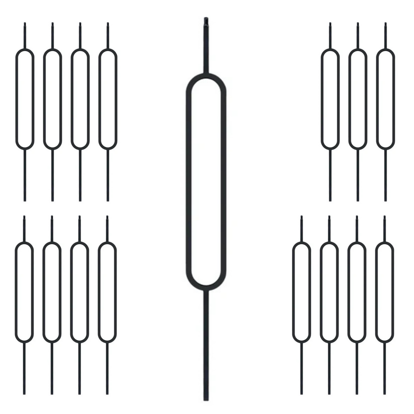 Balustre ovale à tige carrée creuse de 1/2 po avec tige supérieure à goupille 