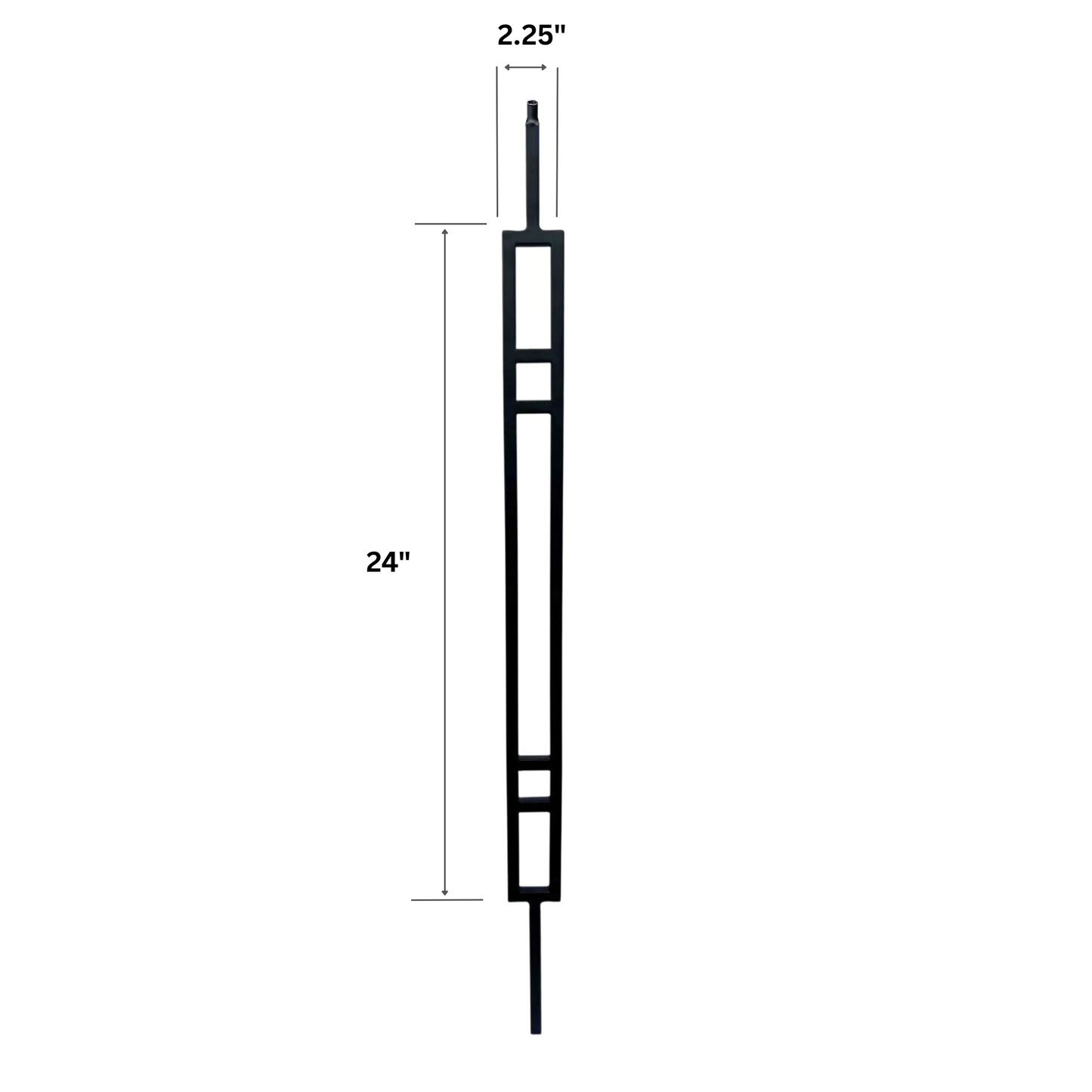 Balustre supérieur à tige carrée creuse rectangulaire à 4 lignes de 1/2 po 