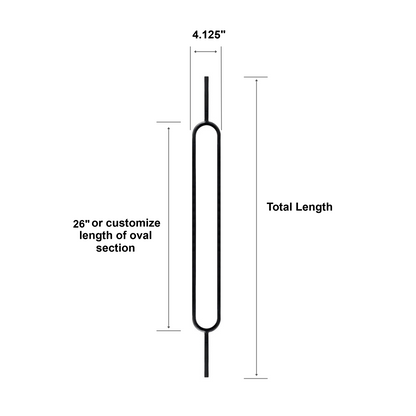 Balustre ovale de grande taille, fût rond plein de 1/2 po (largeur 4,125 po)