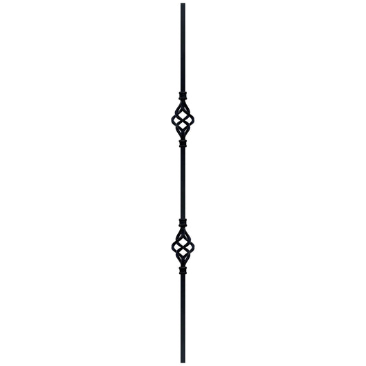 Double Basket Baluster 1/2" Square Solid Shaft