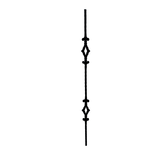 Double Diamond Hammer Baluster 1/2" Square Shaft Solid Core - Mister Baluster