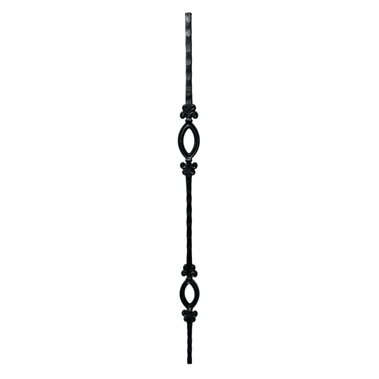 Double Oval Hammer Baluster 1/2" Square Shaft Solid Core - Mister Baluster