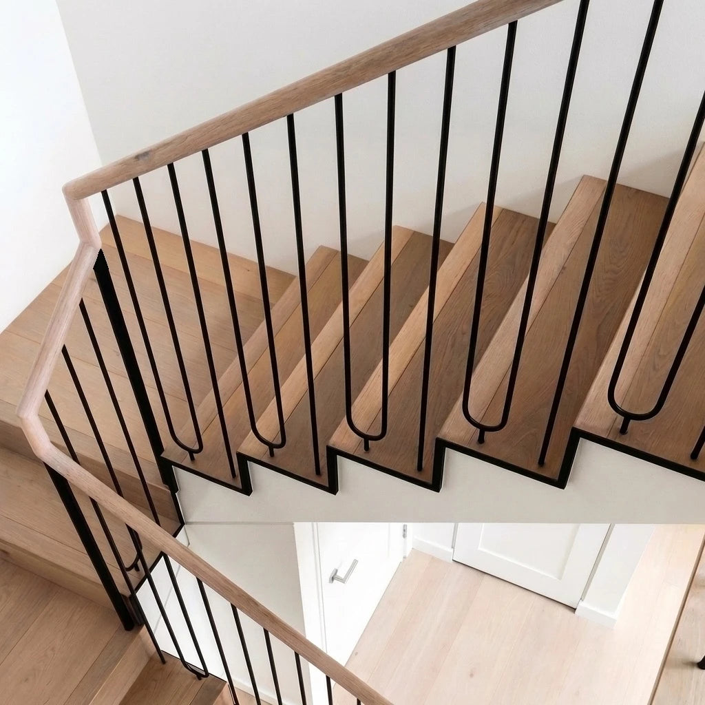 Modern iron balusters on staircase