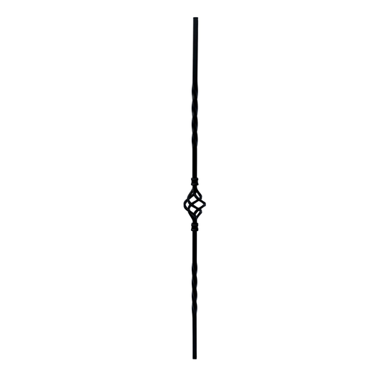 Single Basket with Twist Baluster 1/2" Square Shaft Solid Core - Mister Baluster