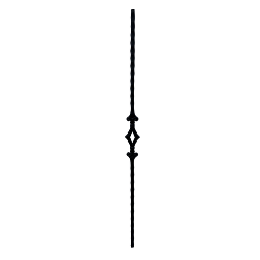 Single Diamond Hammer Baluster 1/2" Square Shaft Solid Core - Mister Baluster